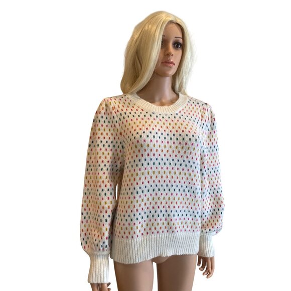 Marine Layer Rainbow Puff Sleeve Crewneck Sweater Large MSRP$178 - Picture 14 of 17